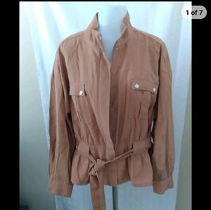 Nine West Lightweight Zip Up Pale Pink Jacket Size Large